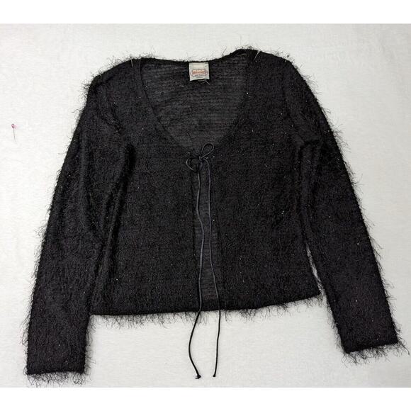 Vtge Boho American Cruiser Black Glistening eyelash Yarn Shrug Sz 4-6 See Desc - Picture 4 of 7